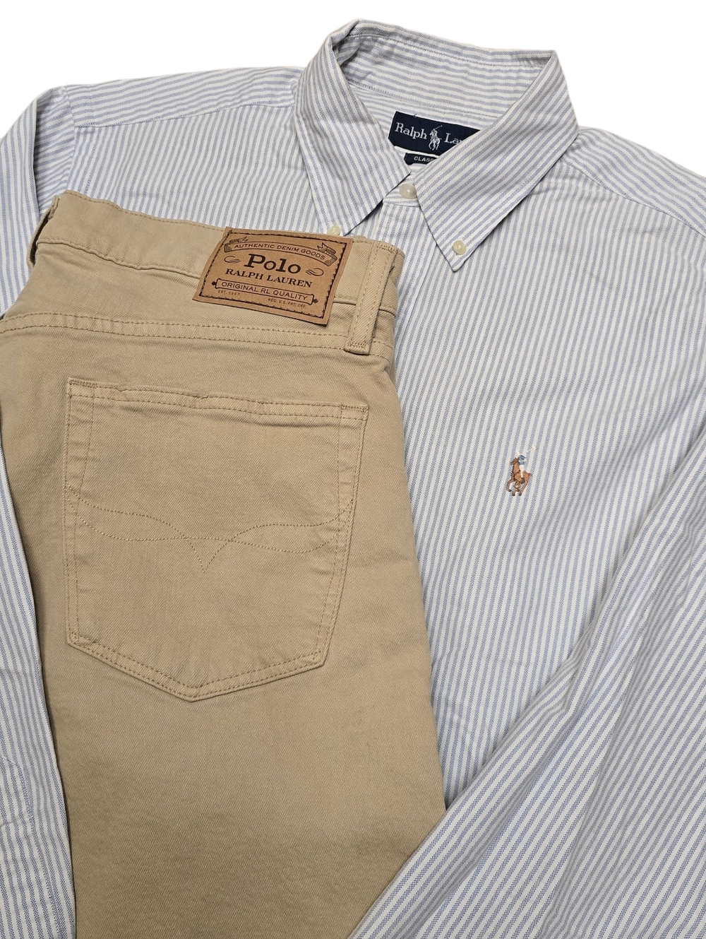 2pc Ralph Lauren Polo Denim / Shirt Outfit Sz 32/32 - Med
